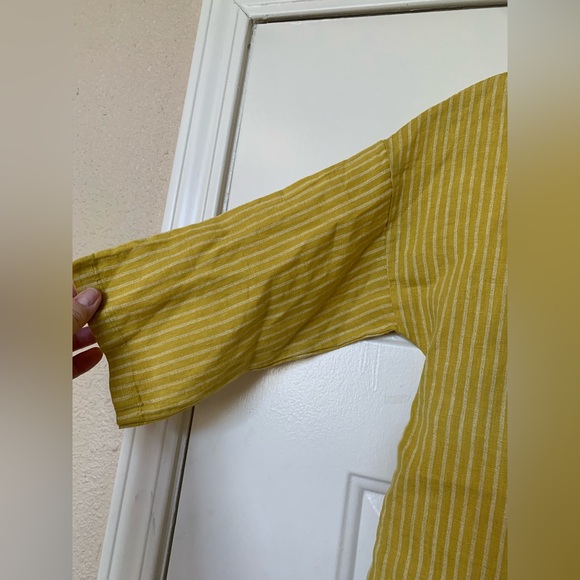 Lungo L’Arno Womens Linen Top Yellow Ruffle Made in Italy🌴 - Picture 3 of 6